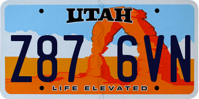 UT license plate Z876VN