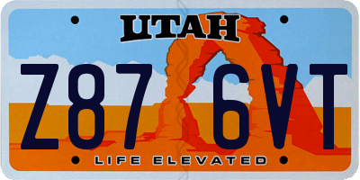 UT license plate Z876VT