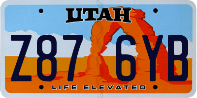 UT license plate Z876YB
