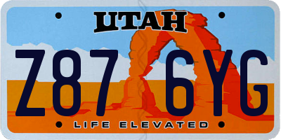 UT license plate Z876YG