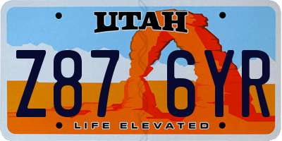 UT license plate Z876YR