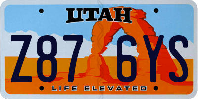 UT license plate Z876YS