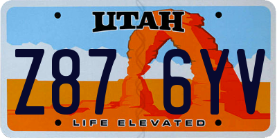 UT license plate Z876YV