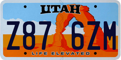 UT license plate Z876ZM