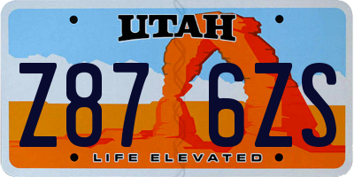 UT license plate Z876ZS