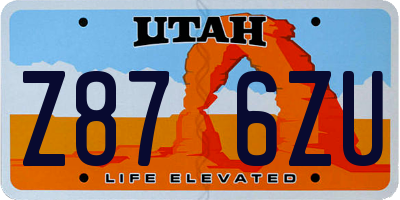 UT license plate Z876ZU