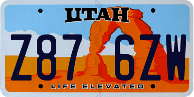 UT license plate Z876ZW