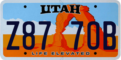 UT license plate Z877OB