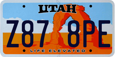 UT license plate Z878PE
