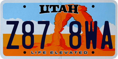 UT license plate Z878WA