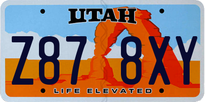 UT license plate Z878XY