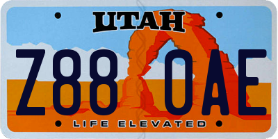 UT license plate Z880AE