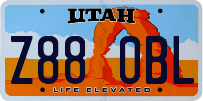 UT license plate Z880BL