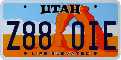 UT license plate Z880IE