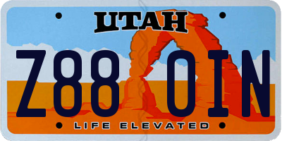 UT license plate Z880IN
