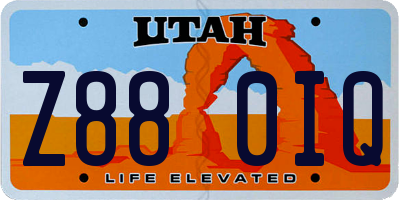 UT license plate Z880IQ