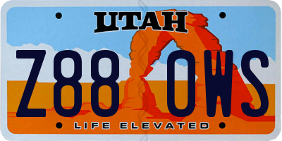 UT license plate Z880WS