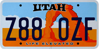 UT license plate Z880ZF