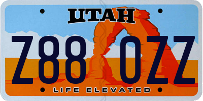 UT license plate Z880ZZ