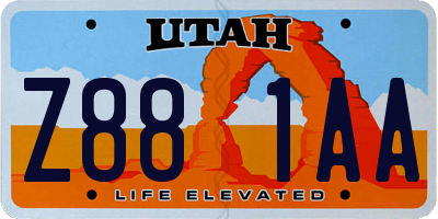 UT license plate Z881AA