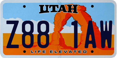 UT license plate Z881AW