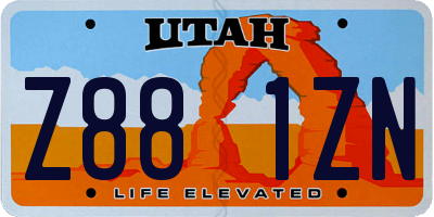 UT license plate Z881ZN