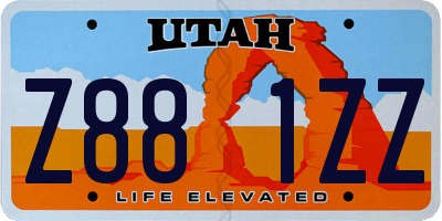 UT license plate Z881ZZ