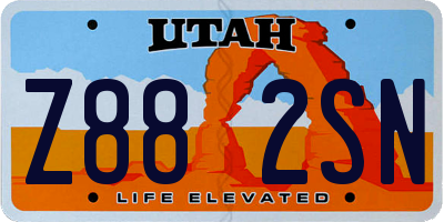UT license plate Z882SN