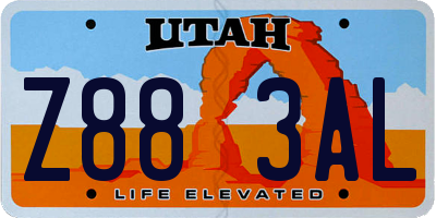 UT license plate Z883AL