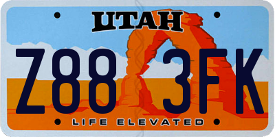 UT license plate Z883FK