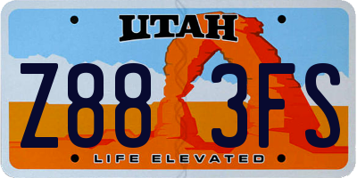 UT license plate Z883FS