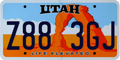 UT license plate Z883GJ