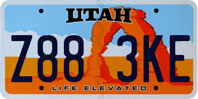 UT license plate Z883KE