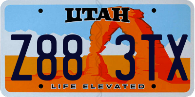 UT license plate Z883TX