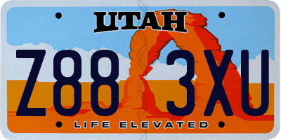 UT license plate Z883XU