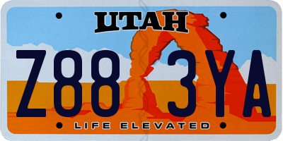 UT license plate Z883YA