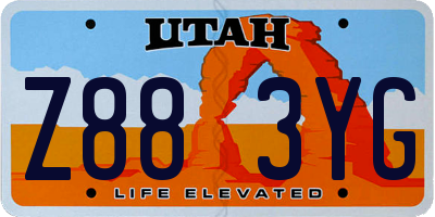 UT license plate Z883YG