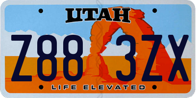 UT license plate Z883ZX