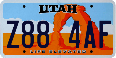 UT license plate Z884AF