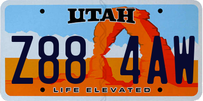 UT license plate Z884AW
