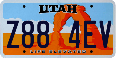UT license plate Z884EV