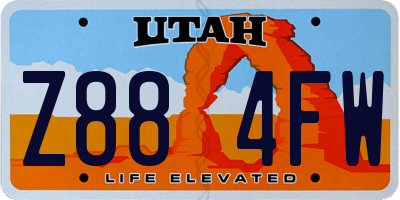 UT license plate Z884FW