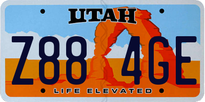 UT license plate Z884GE