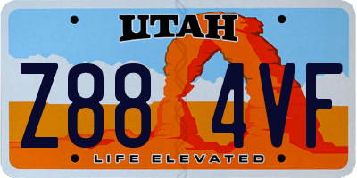 UT license plate Z884VF