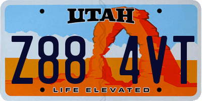 UT license plate Z884VT
