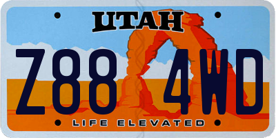 UT license plate Z884WD