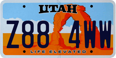 UT license plate Z884WW