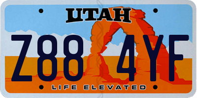 UT license plate Z884YF