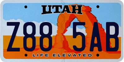UT license plate Z885AB