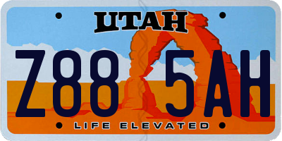 UT license plate Z885AH